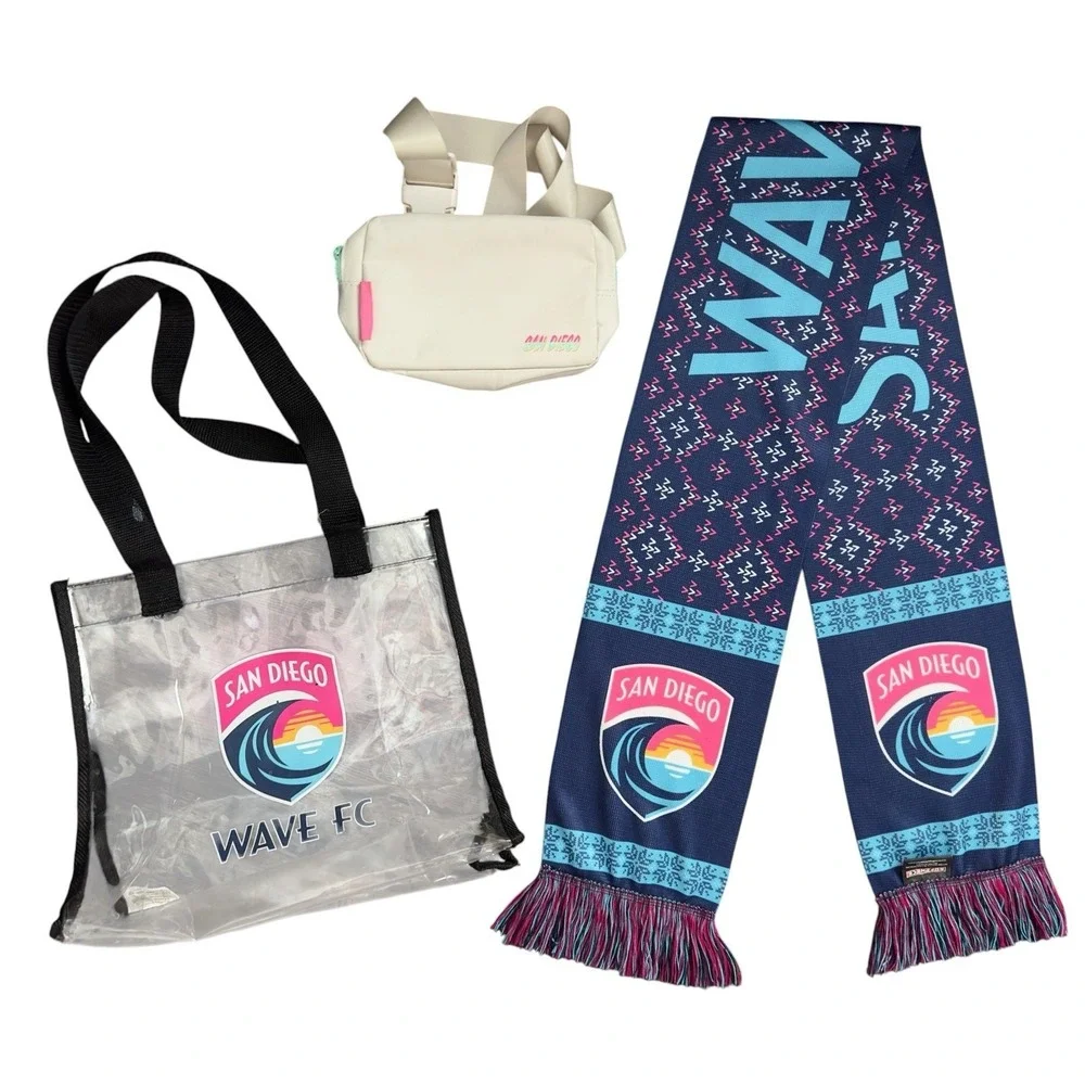 San Diego Wave FC USD Clear Stadium Tote Bag Knit Scarf Belt Bag Merch Lot